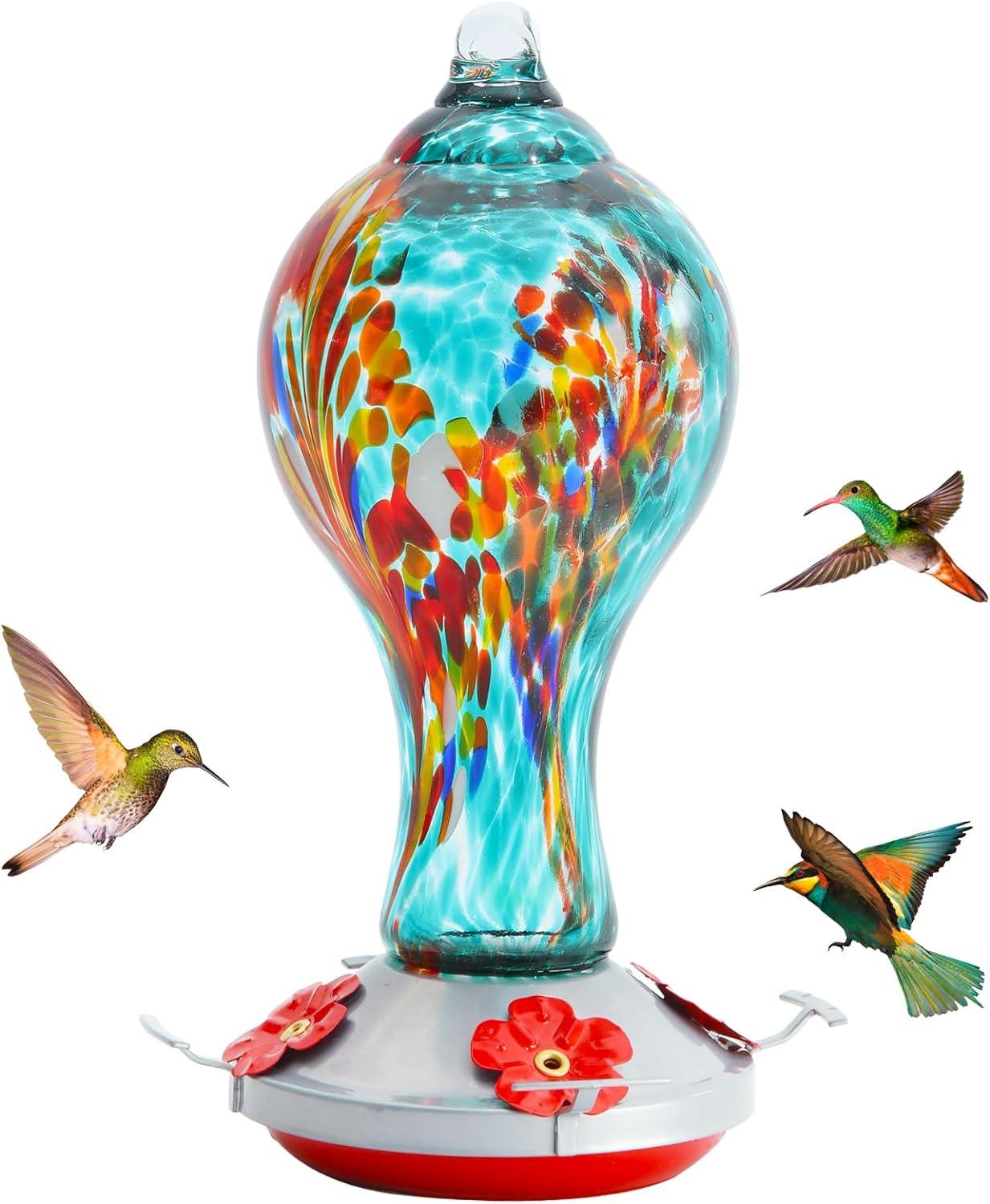 Hummingbird Feeder Outdoors Glass 25oz - Blue