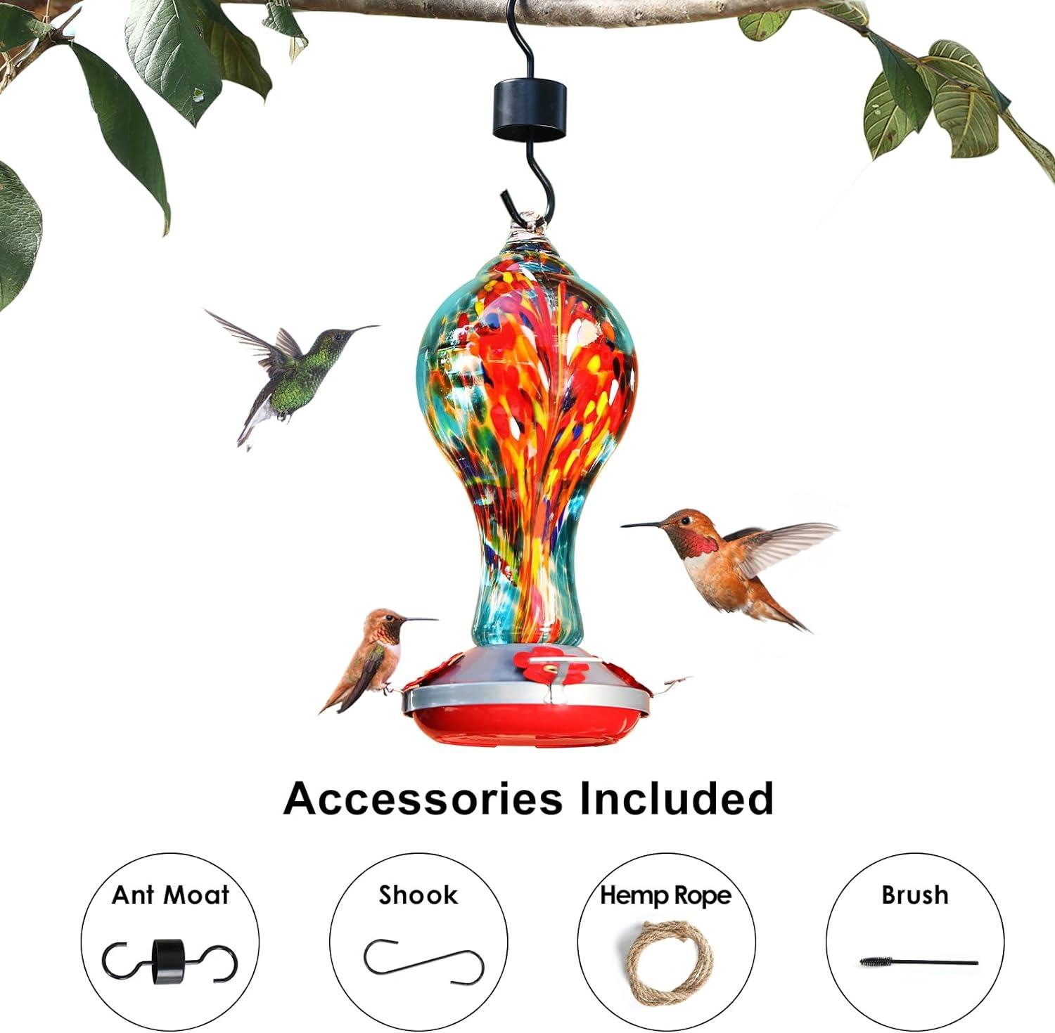 Hummingbird Feeder Outdoors Glass 25oz - Blue