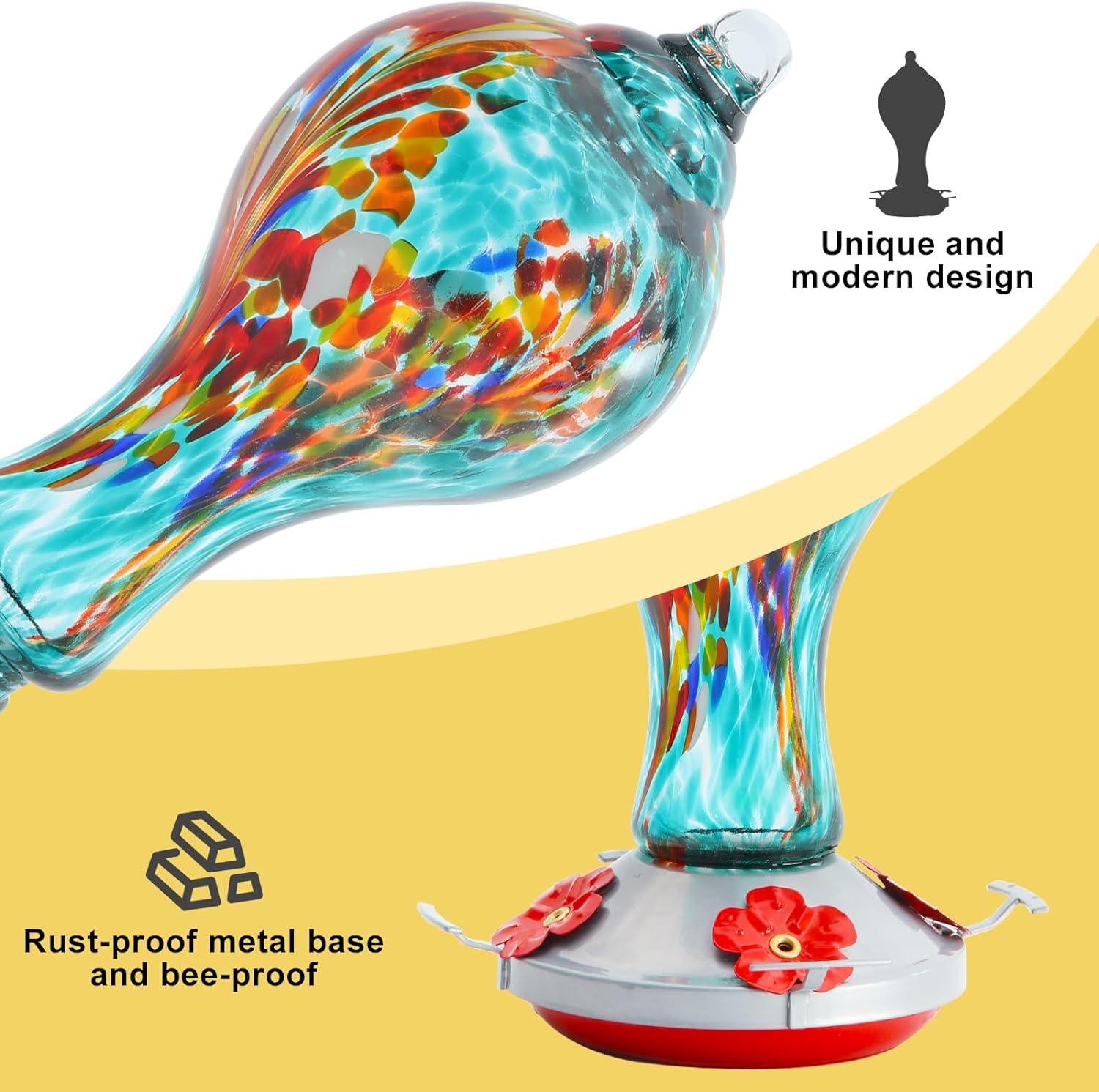 Hummingbird Feeder Outdoors Glass 25oz - Blue