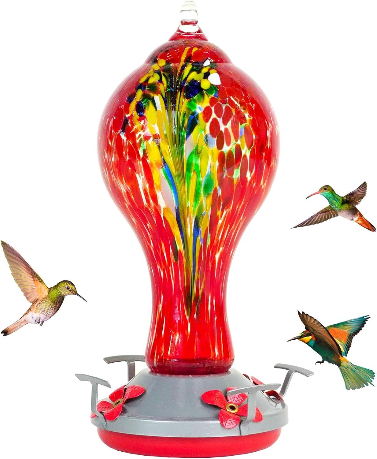 Hummingbird Feeder Outdoors Glass 25oz - Red