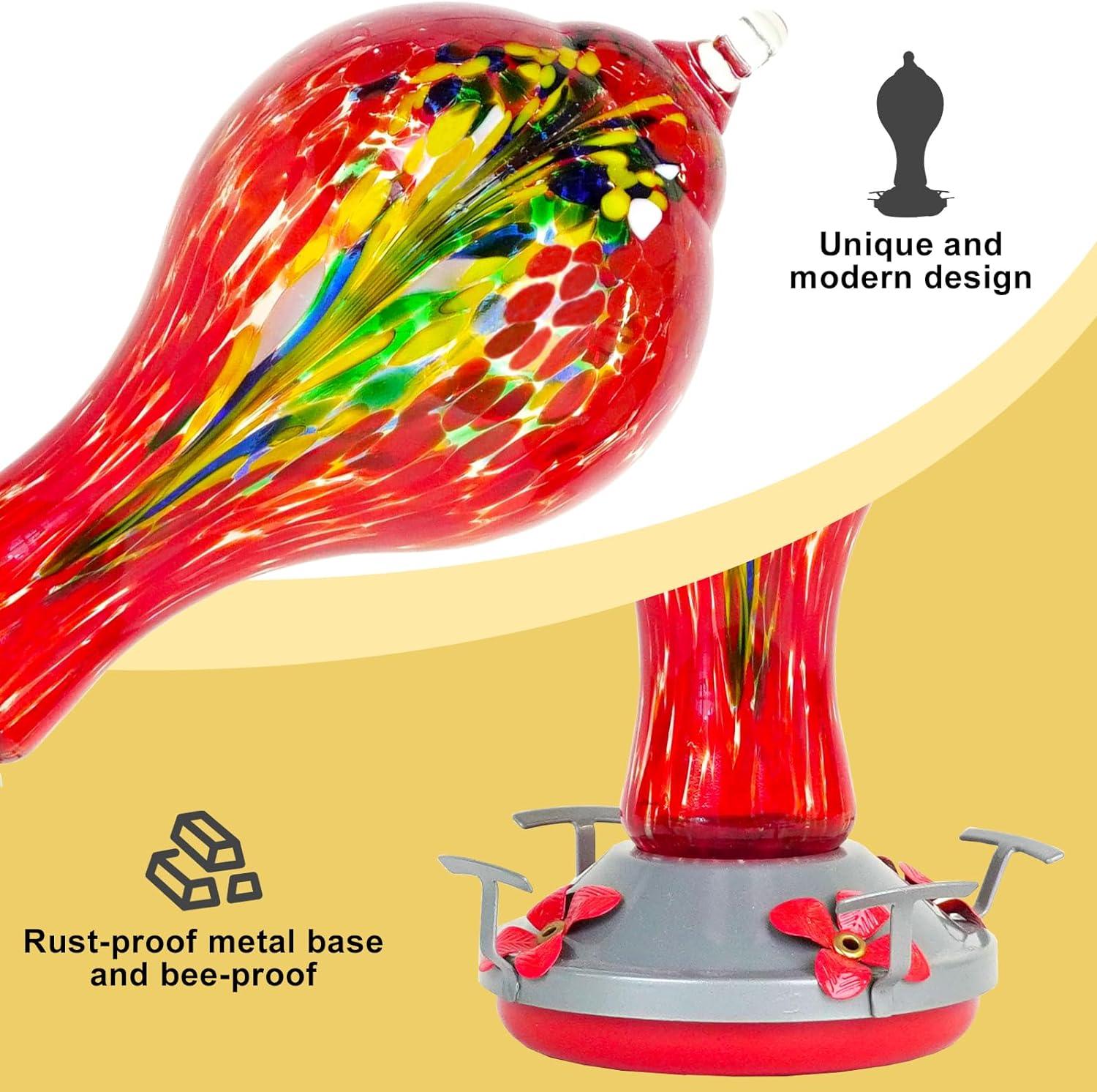 Hummingbird Feeder Outdoors Glass 25oz - Red