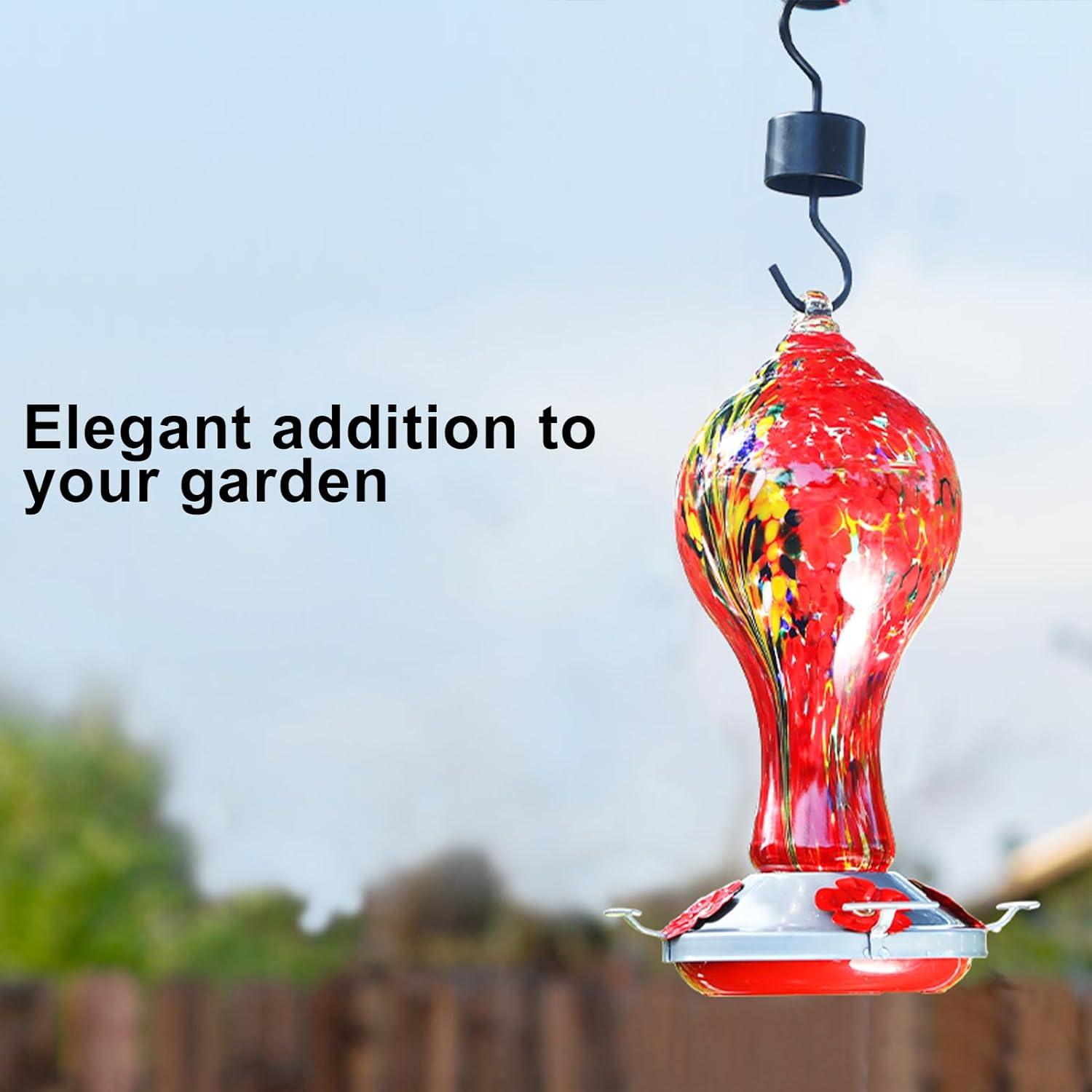 Hummingbird Feeder Outdoors Glass 25oz - Red