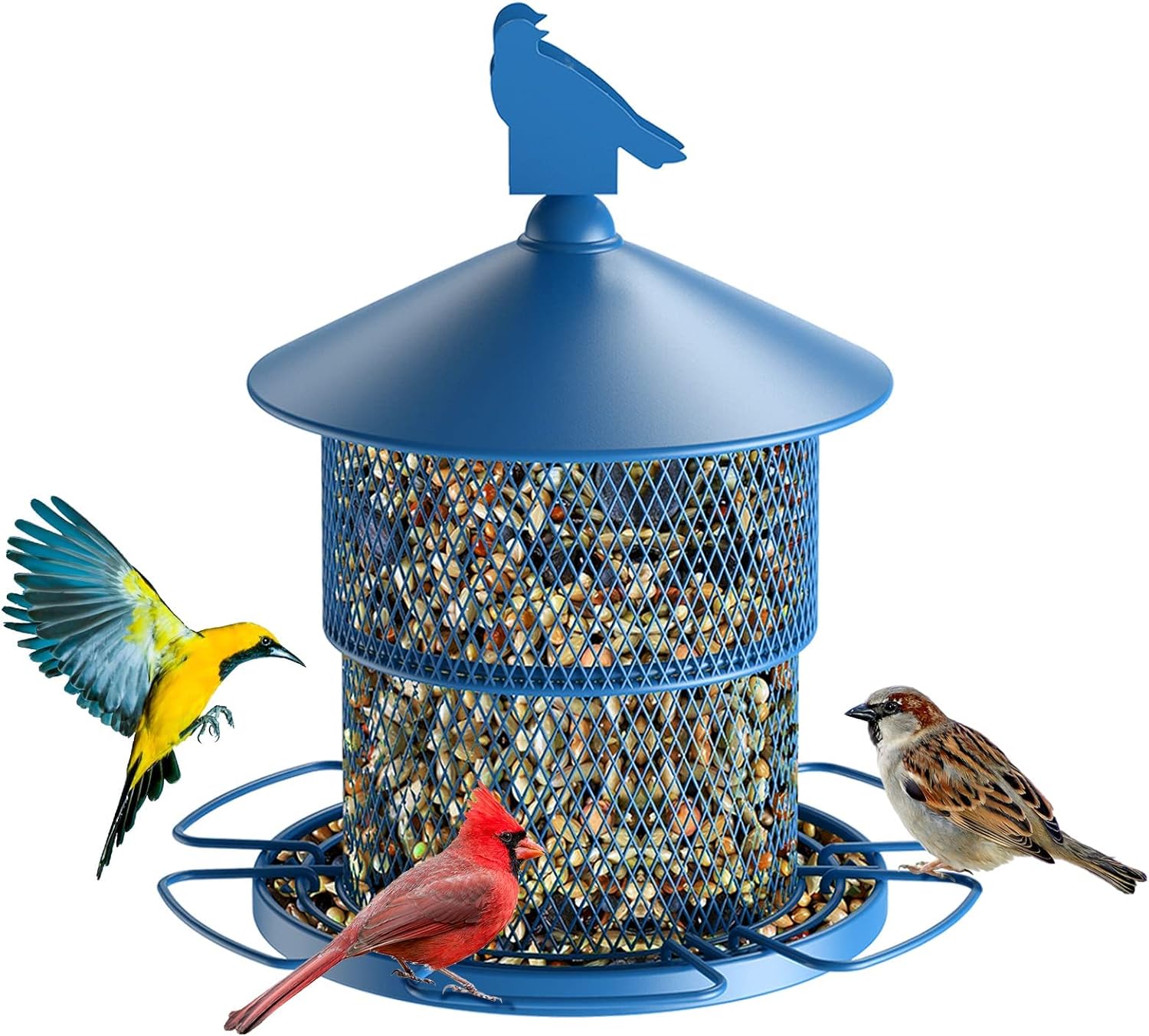 Outdoors Hanging Metal Bird Feeder with 4 lbs Large Capacity