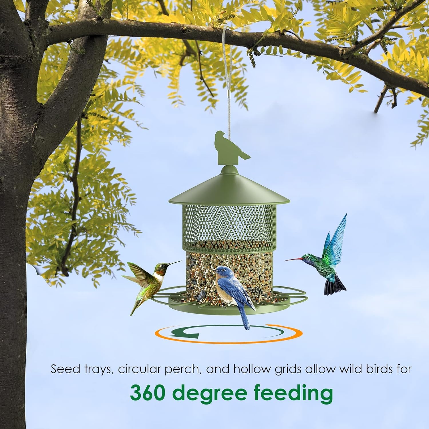 Outdoors Hanging Metal Bird Feeder with 4 lbs Large Capacity