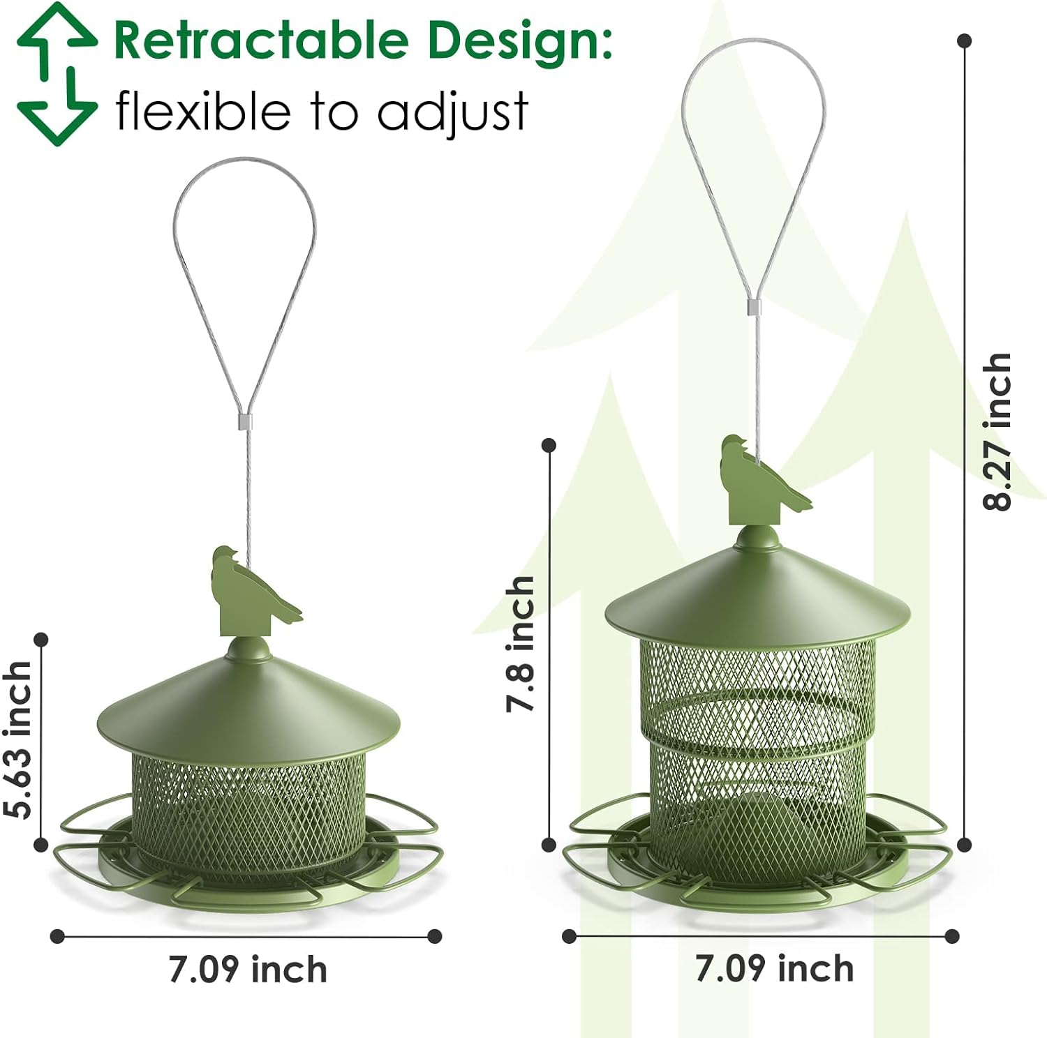 Outdoors Hanging Metal Bird Feeder with 4 lbs Large Capacity