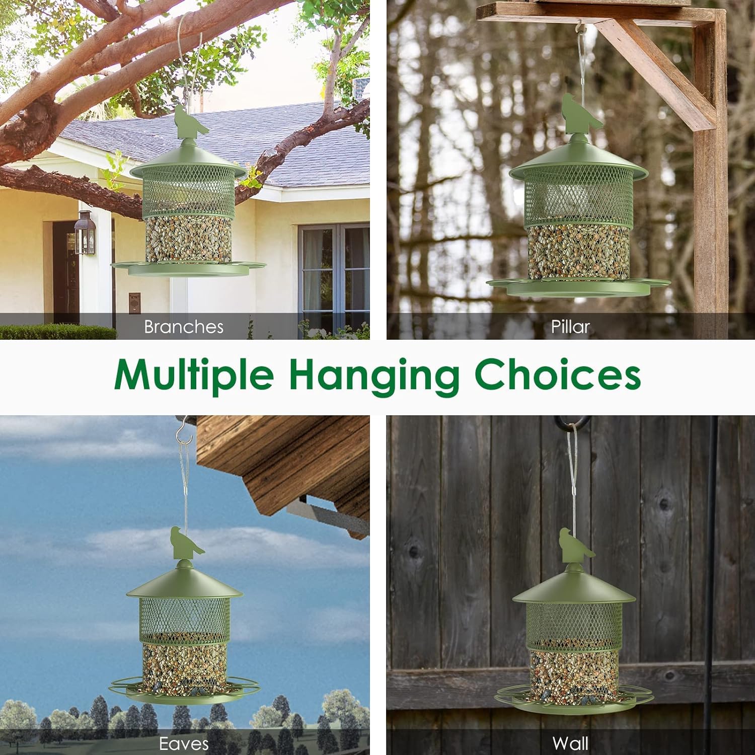 Outdoors Hanging Metal Bird Feeder with 4 lbs Large Capacity