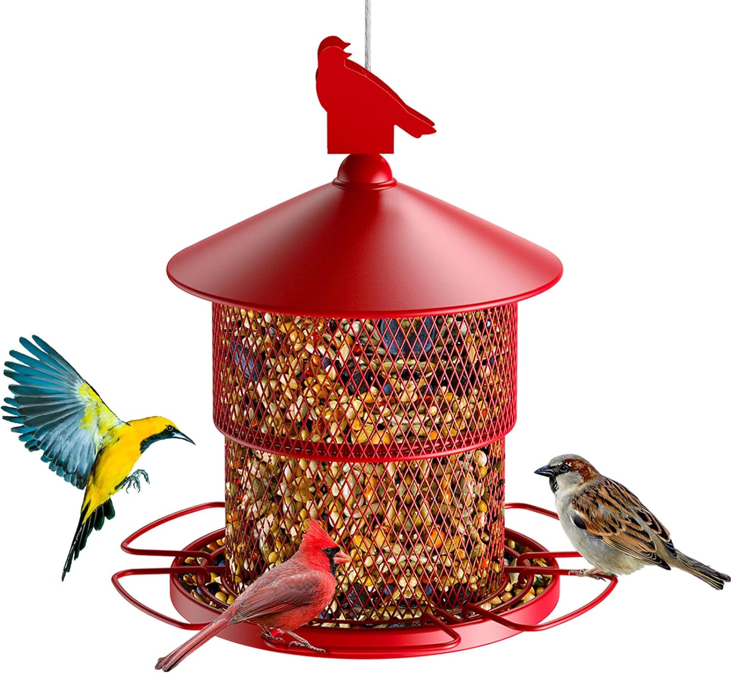 Outdoors Hanging Metal Bird Feeder with 4 lbs Large Capacity