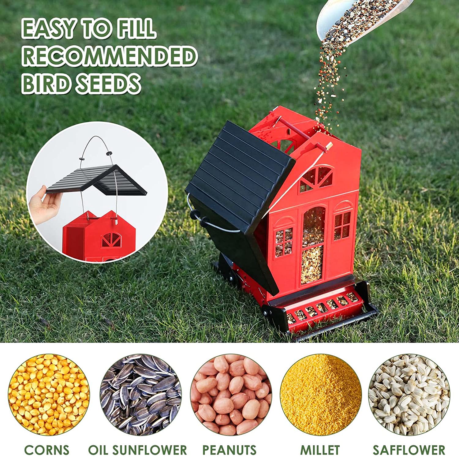 5 LBs Red Chateau Squirrel Proof Bird Feeder