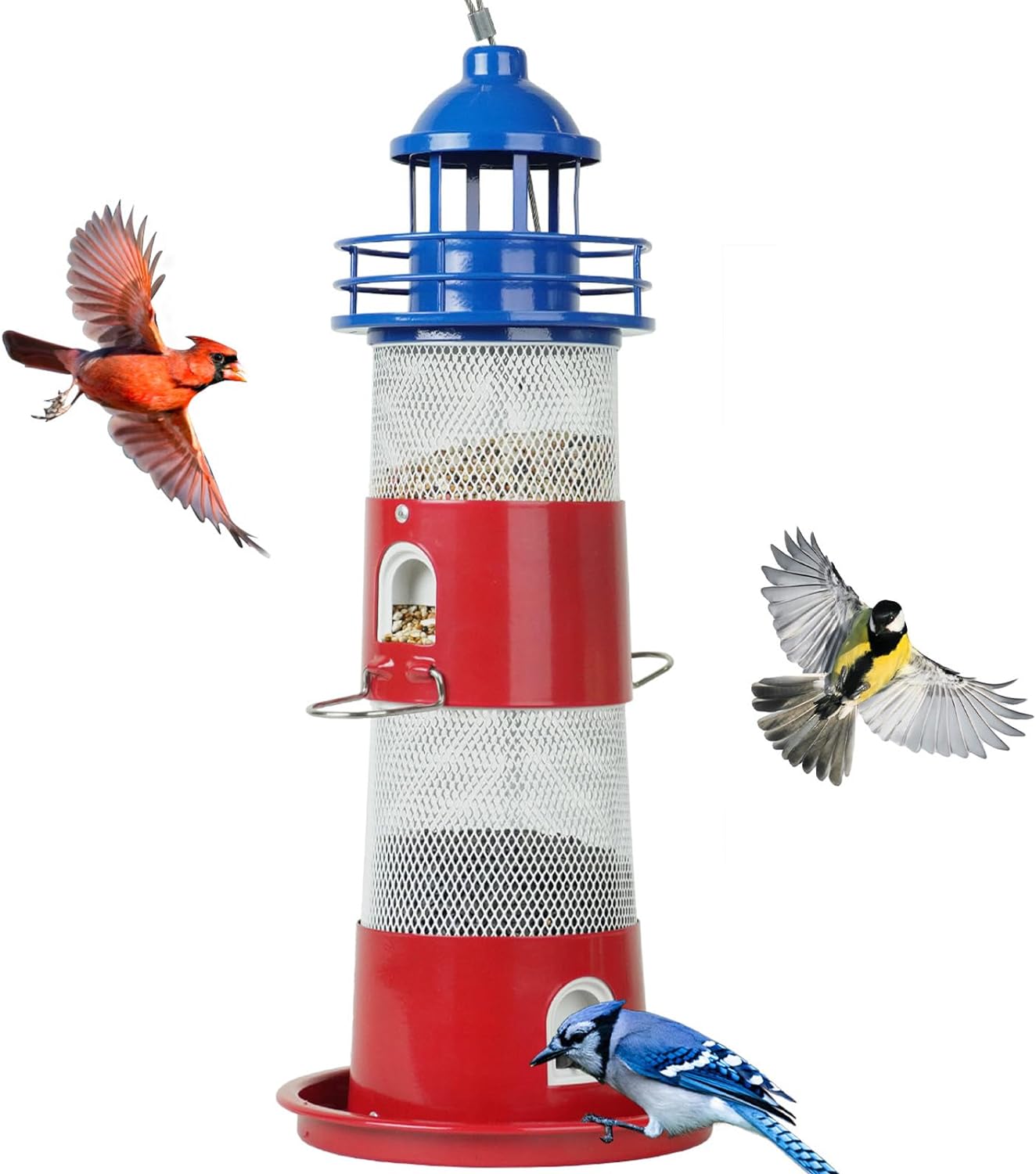 Squirrel Proof Metal Bird Seed Feeder - 4 lbs Large Capacity