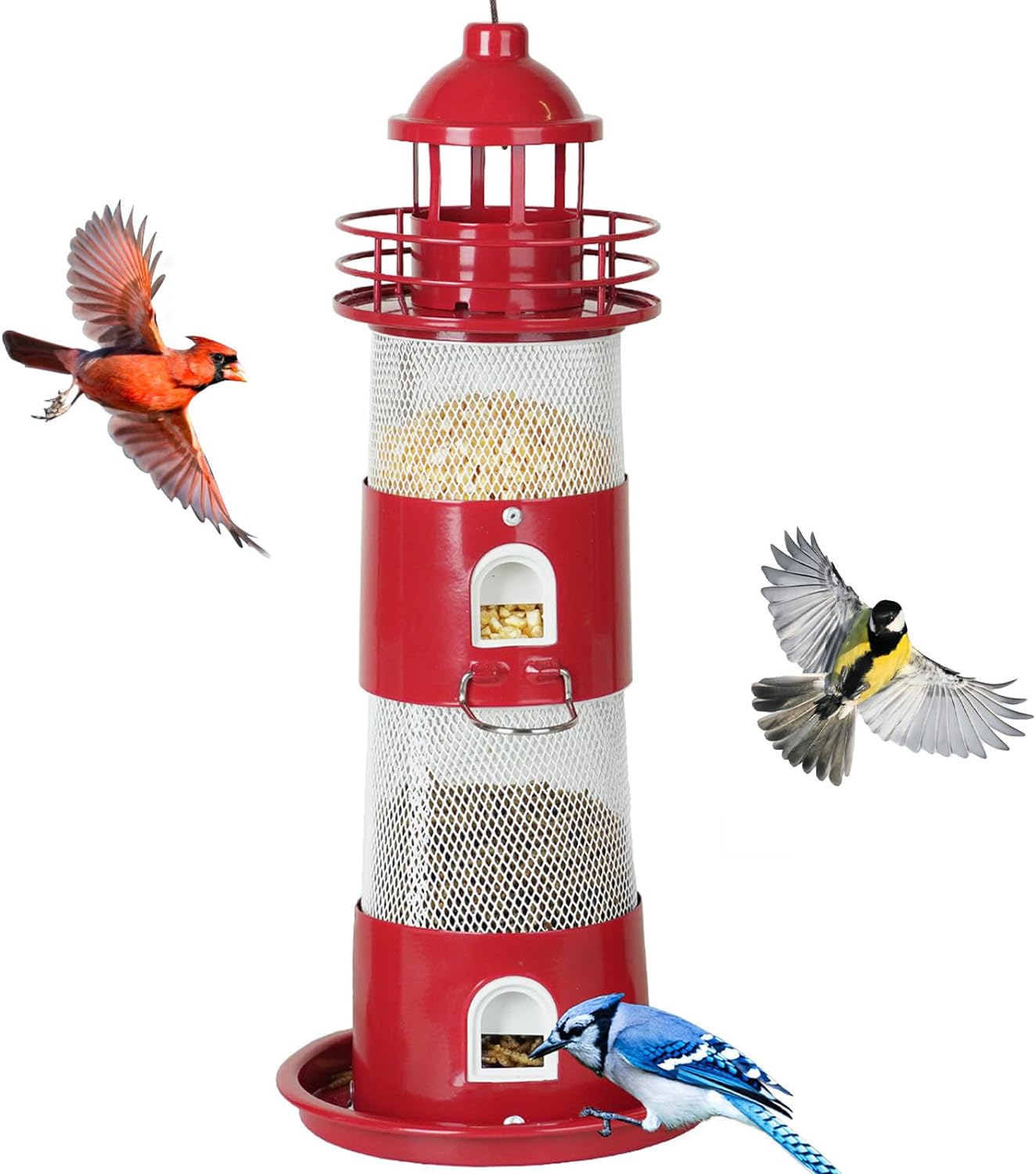 Squirrel Proof Metal Bird Seed Feeder - 4 lbs Large Capacity